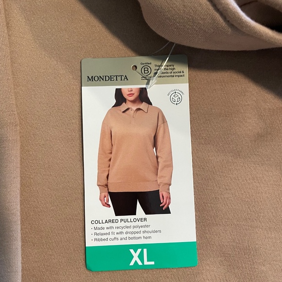 MONDETTA Women's Collared pullover Dropped Shoulders Relaxed Fit Natural XL - Picture 4 of 10